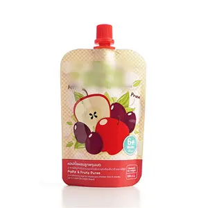 Recycled Custom BPA-free Plastic Aluminum Kraft Paper Disposable 50ml 100ml 200ml Fruit Juice Packing Bag with Spout and Cap