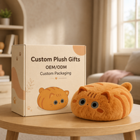 Peluche personnalisée chat orange, adorable personnage de dessin animé, coussin en peluche, mini oreiller rembourré pour cadeau de vacances, faible MOQ, OEM, ODM