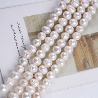 Perles naturelles en gros 8-9mm 7 pouces couleur blanche forme de pomme de terre brin de perle d'eau douce