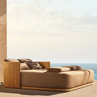 Chaise longue de loisirs en teck d'extérieur, bois massif imperméable, chaise relaxante pour jardin, piscine, plage