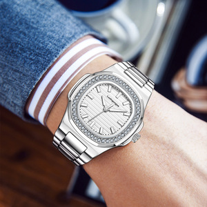 Reloj <span class=keywords><strong>de</strong></span> Pareja Duke Romántico para el Festival Qixi, Fase Lunar, Acero Inoxidable, Completamente Adornado con Diamantes, Mecánico Automático, para Regalo - Product Image 4