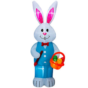 Conejo Gigante Inflable de 8 Pies para Pascua - Conejo Iluminado que Sostiene una Cesta de Huevos de Pascua para Decoración de Jardín, Patio y Fiestas - Product Image 1