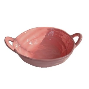 Tazón de cerámica hecho a mano, irregular, de doble asa, de color sólido, para frutas, ensaladas, fideos instantáneos, para uso doméstico. - Product Image 5
