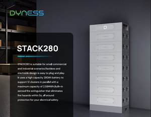 แบตเตอรี่ลิเธียม Dyness Stack 280 ความจุ 14 กิโลวัตต์ชั่วโมง 42 กิโลวัตต์ชั่วโมง 56 กิโลวัตต์ชั่วโมง 64 กิโลวัตต์ชั่วโมง โมดูลแรงดันสูง แบตเตอรี่โซลาร์เซลล์ Dyness แบตเตอรี่ Dyness - Product Image 4