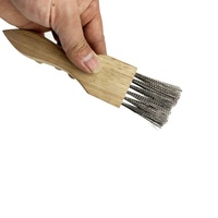 Brosse métallique ondulée en acier inoxydable avec manche en bois OEM Powerlift pour élimination de la rouille, débavurage, nettoyage industriel, pulvérisation et ponçage