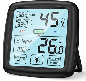 Interior Exterior Uso en el hogar <span class=keywords><strong>Digital</strong></span> Negro LCD Termómetro Higrómetro Temperatura - Product Image 1