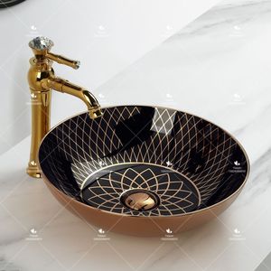 Rose Gold Black Color <strong>Luxury</strong> Modern Design Countertop Wash Basin <strong>Bathroom</strong> Ceramic Handmade Good Quality Art Sink Bowl - Product Image 2