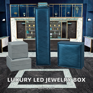Multi-size Cloth Wrapped Jewellery Storage <b>Boxes</b>, Grey & Blue Fabric Cover Hard <b>Boxes</b> for Wedding Proposal Jewelry <b>Packing</b> - Product Image 2