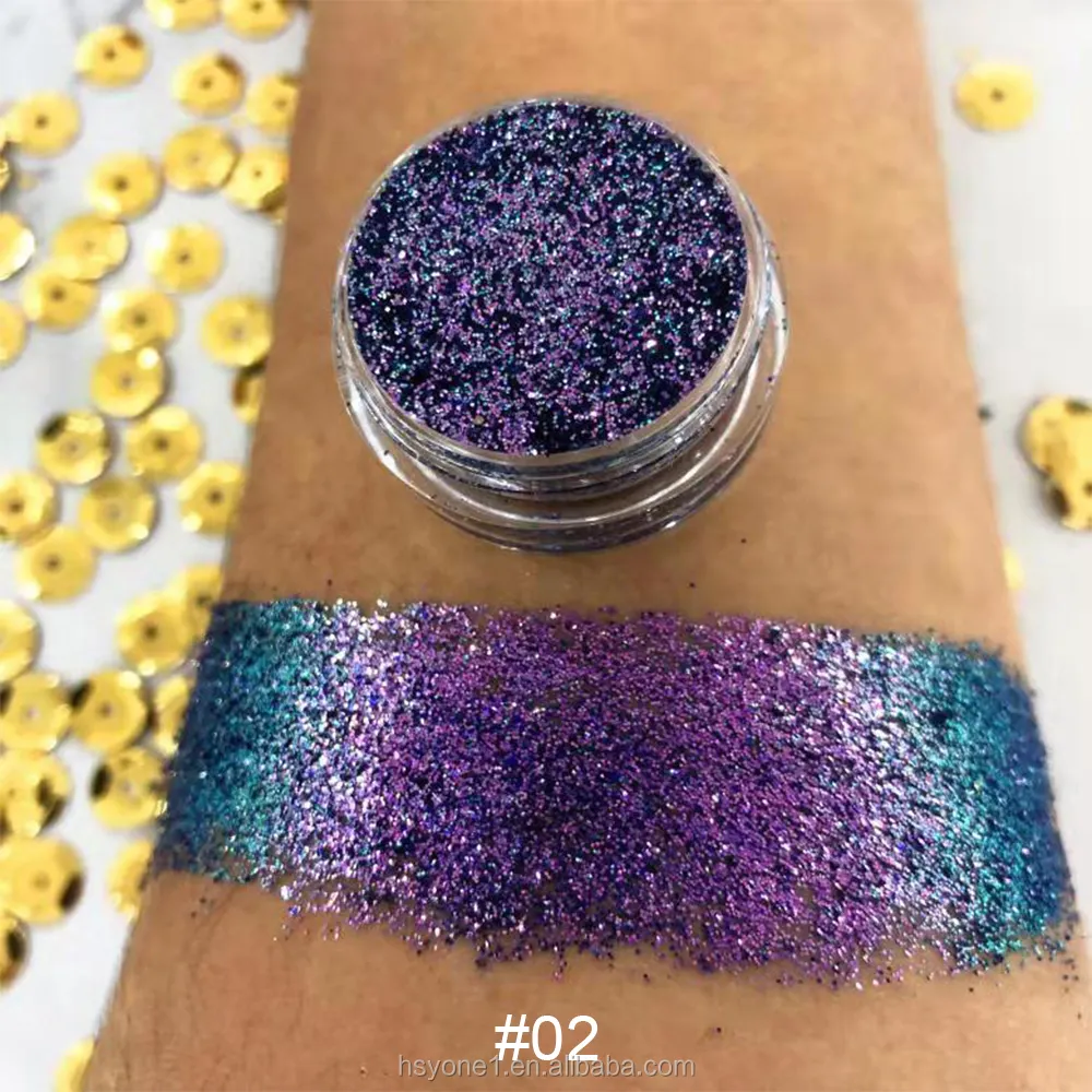 Private Label Hoge Kwaliteit Kameleon Vlokken Oogschaduw Matte Losse Pigment Glitter Met Spiegel Make-Up Puff Voor Oogtoepassing