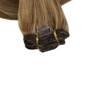 Clip de Venta caliente en extensiones de cabello humano Remy clip de doble dibujado en extensiones de cabello - Product Image 6