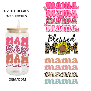 Usine fête des mères logo coloré autocollants <span class=keywords><strong>en</strong></span> vinyle uv dtf tasse wrap transferts impression wrap pour tasses <span class=keywords><strong>en</strong></span> verre - Product Image 1
