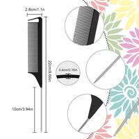 Peigne à queue de rat antistatique en ABS, vente chaude, peigne de coiffure pour salon, peigne de séparation des cheveux, logo personnalisé, peigne de tressage pour barbier