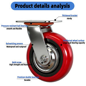 Fabrik Großhandel Große Menge Industrieller Kunststoff kern Rot Universal-Brems rollen Polyurethan-Rollen - Product Image 6