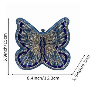 Bolso de mano con diamantes de imitación y mariposas para mujer, bolso de noche con cadena y cuentas de cristal, bolso de fiesta de cóctel azul claro brillante - Product Image 2
