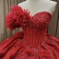 Robe de soirée de luxe vintage en satin, style robe de bal, col cœur, avec traîne longue, pour Quinceañera, motif floral