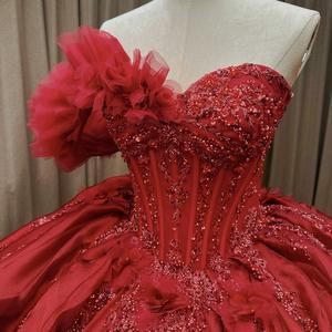 Abito <span class=keywords><strong>da</strong></span> <span class=keywords><strong>Sera</strong></span> <span class=keywords><strong>Vintage</strong></span> di Lusso in Raso con Scollatura a Cuore Vestidos De 15 Anos con Strascico Lungo fino a Terra Abito Quinceañera - Product Image 6