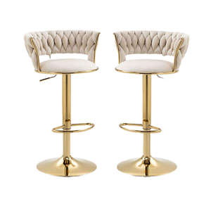 Taburete de Bar Moderno y Lujoso, Giratorio, con Base de Metal Dorado, Asiento Acolchado sin Respaldo, para Cocina, Hotel, Apartamento, Hogar, Bar - Product Image 2