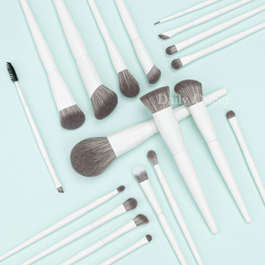Daily Queen & Mor-phe 19 pièces Pinceaux de maquillage pour fond de teint et <span class=keywords><strong>fard</strong></span> à joues à poils nano et manche blanc, Haute qualité et sensation luxueuse, Logo personnalisé - Product Image 6