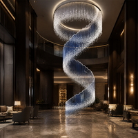 Lustre en cristal en spirale longue Zeal Lighting, hauteur réglable, anti-éblouissement, lampe suspendue LED moderne de style nordique pour hall d'hôtel, villa
