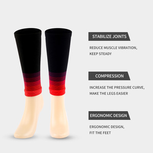 Guêtres de compression noires et rouges en nylon pour le soutien des mollets, idéales pour la course, le basketball, le cyclisme, la randonnée en été, en hiver, au printemps et en automne - Product Image 5