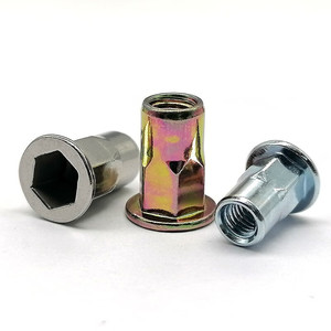 Nhỏ m4m5m6m8m10 304 thép không gỉ kéo đinh tán Nut bên trong bên ngoài nửa hình lục giác lỗ kẽm lớp phủ chìm đầu phẳng nữ NUT - Product Image 4