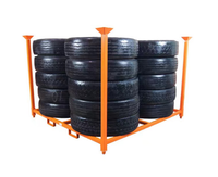Étagère de rangement pour pneus de camion pliable et empilable en acier robuste à plusieurs niveaux, revêtement en poudre électrostatique anti-corrosion