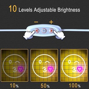 Enseigne néon visage souriant, alimentation USB 5V, interrupteur à intensité variable, lumière LED <span class=keywords><strong>Kiss</strong></span>, décoration murale pour la maison, chambre d'enfant, bureau, mariage, fête d'anniversaire - Product Image 3