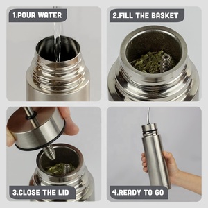 Termo para Té <span class=keywords><strong>con</strong></span> Infusor y Filtro, Botella Aislada al Vacío de Doble Pared para <span class=keywords><strong>Mate</strong></span>, Ideal para Viajes, Oficina, Camping, Plateado - Product Image 3