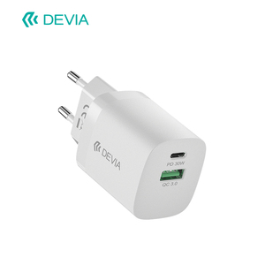 Devia White <strong>EU</strong> , 30W PD+QC GaN Charger PC Fire-proof Phone Charger - Product Image 2