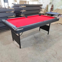 Table de billard pliable de 76 pouces (193 cm) avec pieds pliables, jeu de billard d'intérieur, tissu de table rouge