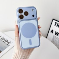 Coque magnétique douce au toucher couleur originale pour iPhone 18 17 16 15 14 Pro Max, avec cadre d'objectif mat givré et couvercle de conversion