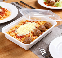 Contenants de stockage alimentaire en plastique blanc de 42 oz (1250 ml) avec couvercles, boîte à bento jetable, empilable, compatible micro-ondes/lave-vaisselle