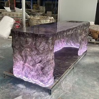 Table de bar en résine lumineuse sur mesure avec éclairage LED RGB pour villa, bar à domicile et usage commercial