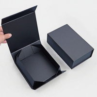 Boîte cadeau en carton rigide de luxe, nouveau design, boîte pliante en papier noir avec fermeture magnétique
