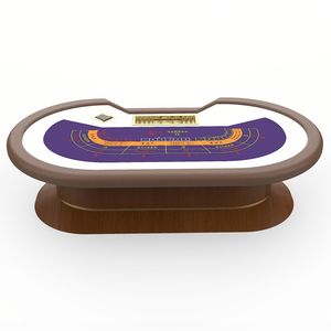 カスタム高級オーバル型アンティーク木製バカラカジノ賭博ポーカーテーブル - Product Image 1