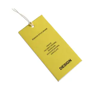 Giyim asmak etiketi toptan ucuz tasarım özel şekil Kraft kağıt boş lüks kağıt asma etiketleri ile pamuk iplik