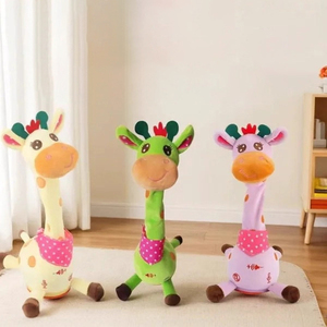Nouvel Arrivage Cactus Dansant et Girafe Dansante Répétitive, Jouet en Peluche Douce, Fonctionnant sur Piles, Couleurs Rose, Vert, Jaune - Product Image 1