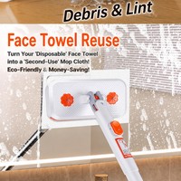 Serpillère automatique à fixation rapide pour serviettes et chiffons, avec tige en acier inoxydable PP, légère, tête rotative, pour le nettoyage des sols, des poussières et des cheveux