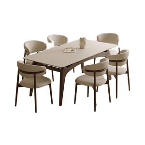 Bộ bàn ghế ăn 6 món bằng gỗ nguyên khối 55.11 \ "* 31.5 \" * 29.52 \ "nhà bếp phòng ăn bàn với 4 ghế 70.86 \" Chiều rộng chỗ ngồi - Product Image 1