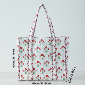 Bolsos de Hombro de Compras a Rayas con Cremallera en Pongis de Poliéster Bolsos Tote Acolchados de Diseñador con Monograma Floral Estampado para Mujer - Product Image 3