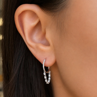 LOZRUNVE Bijoux fins, boucles d'oreilles pendantes en argent 925 plaqué rhodium avec zircon cubique 5A brillant, style chaîne tennis