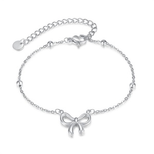Popular Stainless Steel Chain <b>Bracelet</b> Gold Plated <b>Beaded</b> Chain <b>Bracelet</b> butterfly Knot Charm <b>Bracelet</b> for Women - Product Image 2