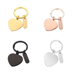 Wholesale Custom Rose Gold Stainless Steel Heart Keychain DIY Blank <b>Small</b> Pendant Fashion Style - Product Image 2