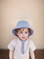 Sombrero de pescador reversible para niños pequeños con correa para la barbilla Sombrero impermeable para el sol del bebé