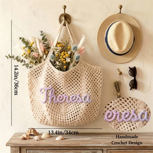 Bolso <span class=keywords><strong>de</strong></span> Playa <span class=keywords><strong>de</strong></span> Ganchillo Personalizado con Nombre, Bolsos <span class=keywords><strong>de</strong></span> Regalo Tejidos a Medida, Recuerdos Hechos a Mano <span class=keywords><strong>para</strong></span> Bodas y Fiestas, Bolso <span class=keywords><strong>de</strong></span> Viaje <span class=keywords><strong>para</strong></span> Mujer - Product Image 4