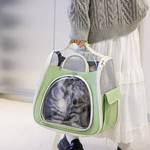 <b>Cat</b> <b>Backpack</b> Travel Bag Double Shoulder Pet Carrier Transparent Large Capacity Portable Breathable Mesh Blue Pink Green Brown - Product Image 4