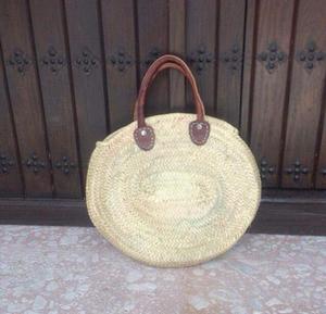 Cesta de Paja Marroquí con Asa de Cuero, Hecha a Mano, Simple y Moderna, de Alta Calidad, Estilo Nuevo para Uso Diario, Regalo para Ella - Product Image 1