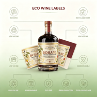Étiquettes de vin rouge brillantes de haute qualité personnalisées, imperméables, autocollantes, avec logo privé en feuille d'or, en rouleaux