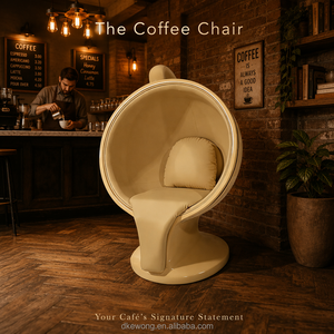 Sillón de fibra de vidrio con forma de taza de café Y076, con cojín de cuero acolchado, silla decorativa creativa para decoración de cafeterías. - Product Image 4