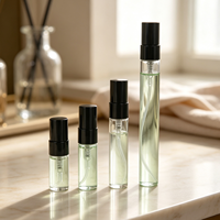 Flacon pulvérisateur fin transparent en verre, rechargeable, format voyage, pour chambre à coucher, commode, atomiseur de parfum pour femme